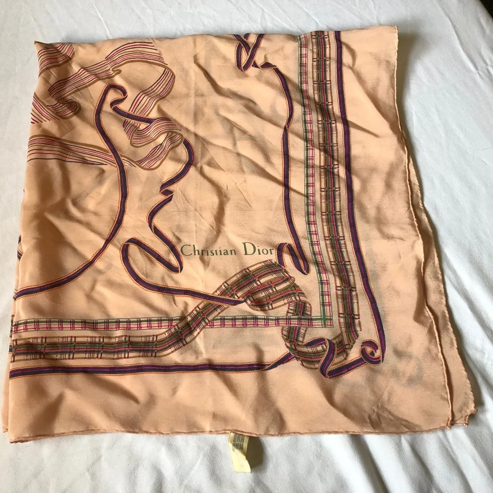 Vintage Christian Dior Scarf - Ribbon Print